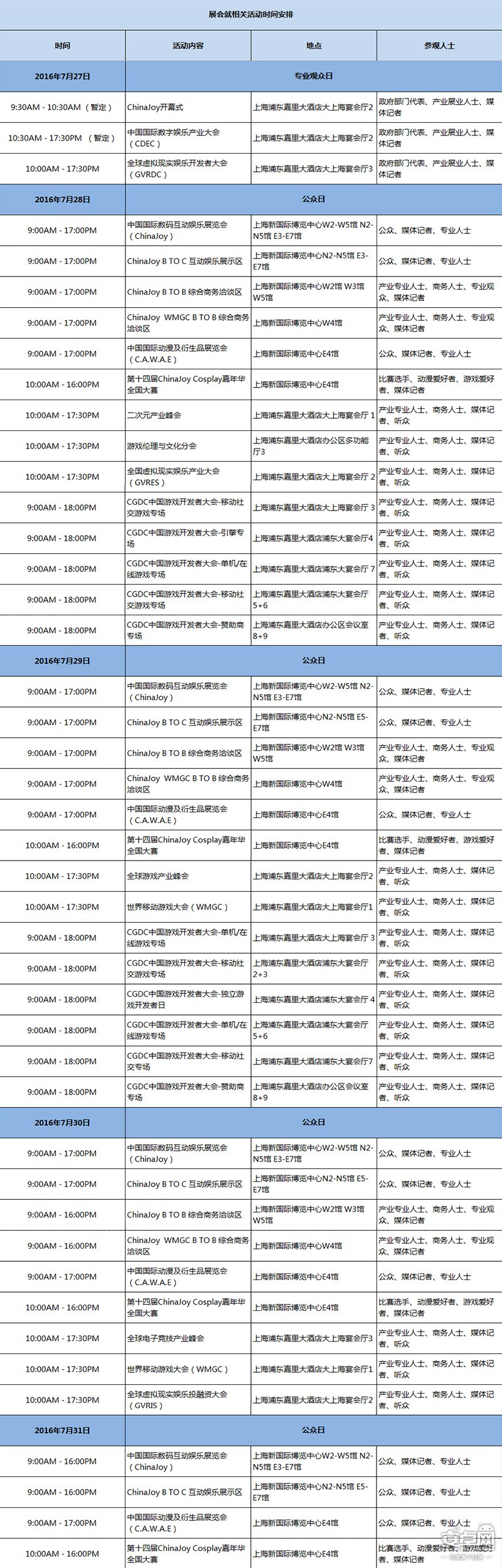 2016ChinaJoy展會就相關(guān)活動時間安排(圖2)